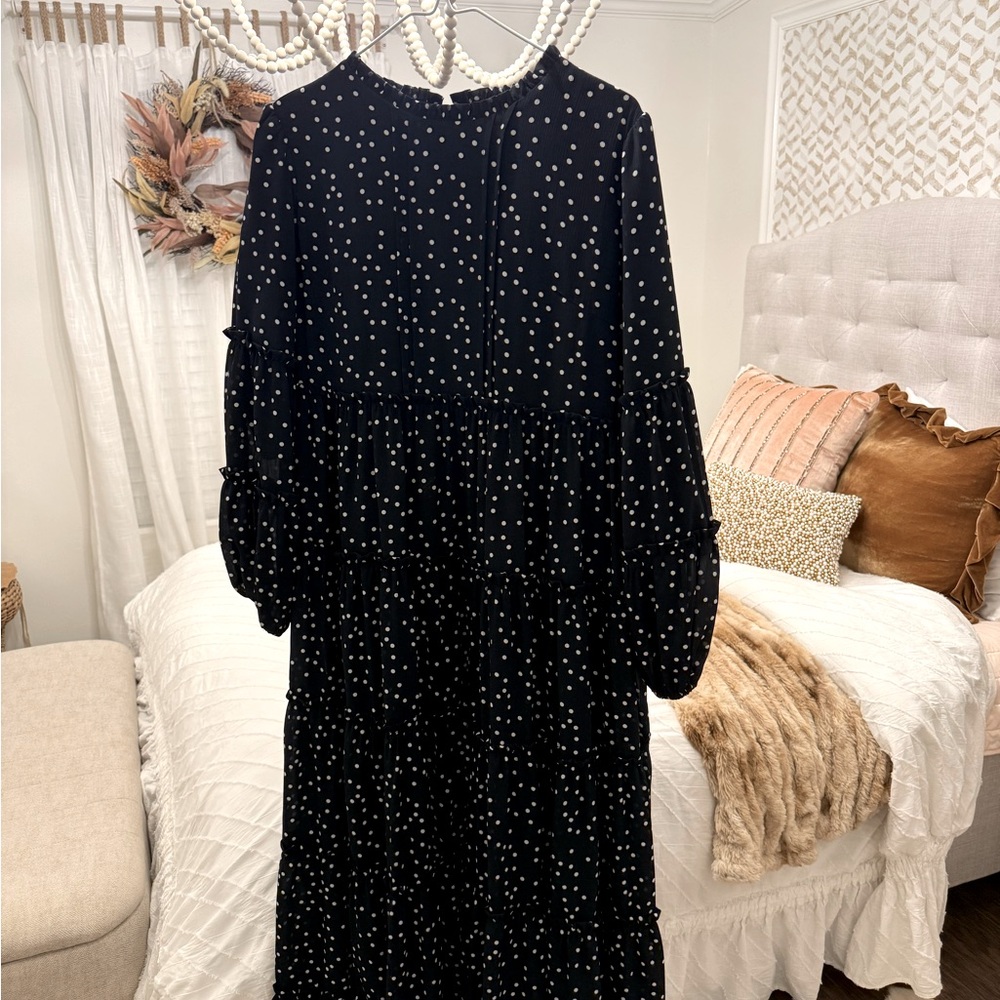 Dainty Jewell navy & white polka dot, size Large